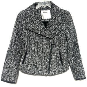 Rocha Tweed Jacket Sz 14 Black Gray Designer Coat John‎ Rocha Wide Collar